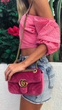 GG Marmont Velvet Mini Bag in Candy Pink